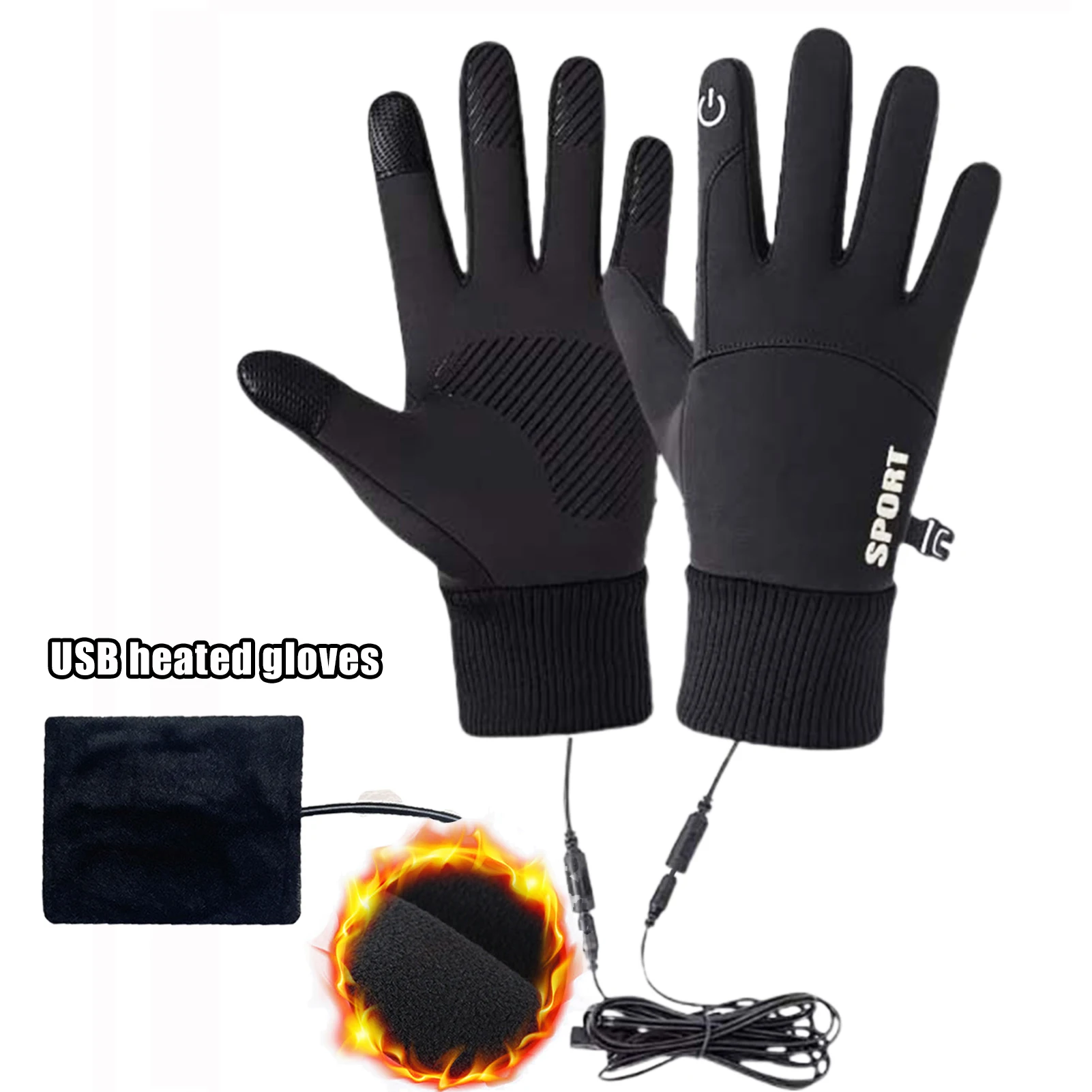 Elektrisch beheizte Handschuhe mit Touchscreen, USB, Motorrad, Radfahren, Laufen, Fahren, Wandern, Spazierengehen, Skifahren, Winter, beheizter Wärmer