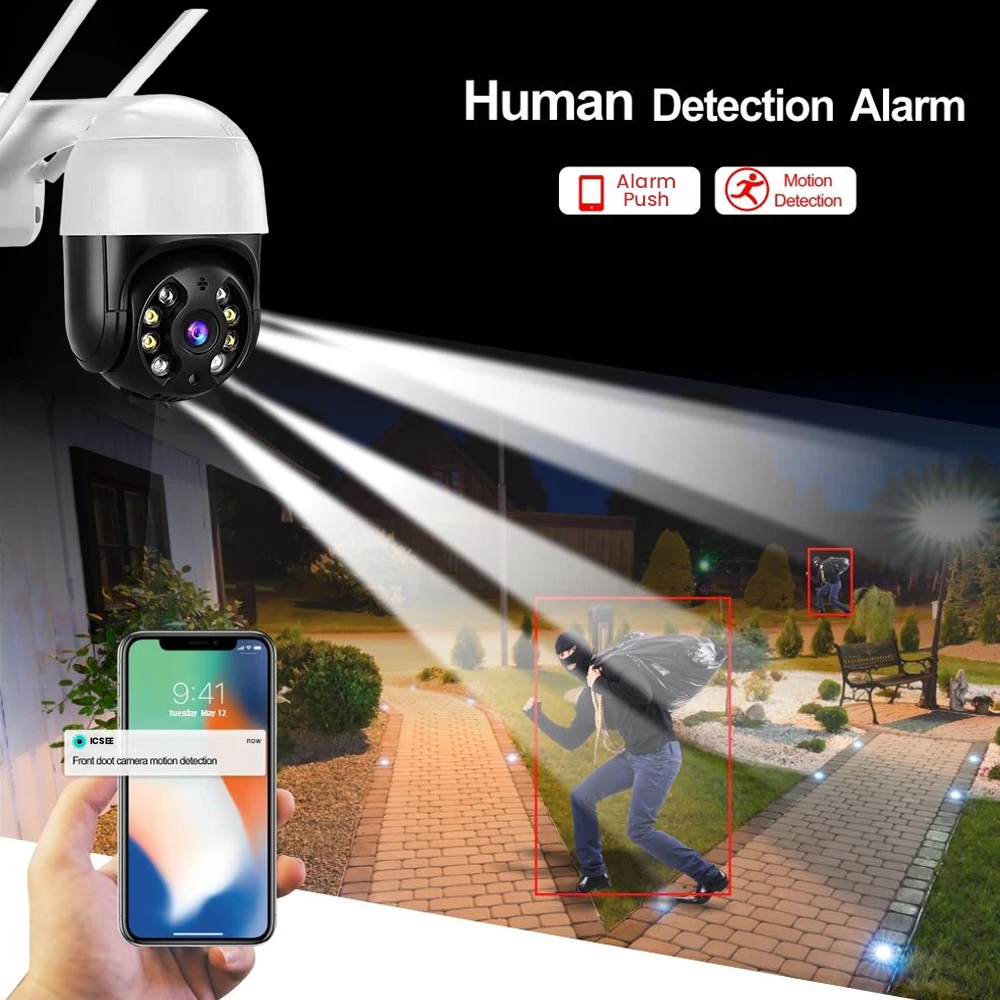 Kamera IP 4K 8MP PTZ Wifi Zewnętrzna 4-krotny zoom cyfrowy AI Human Detect Bezprzewodowa kamera H.265 P2P Audio 1080P 5MP Kamera bezpieczeństwa CCTV