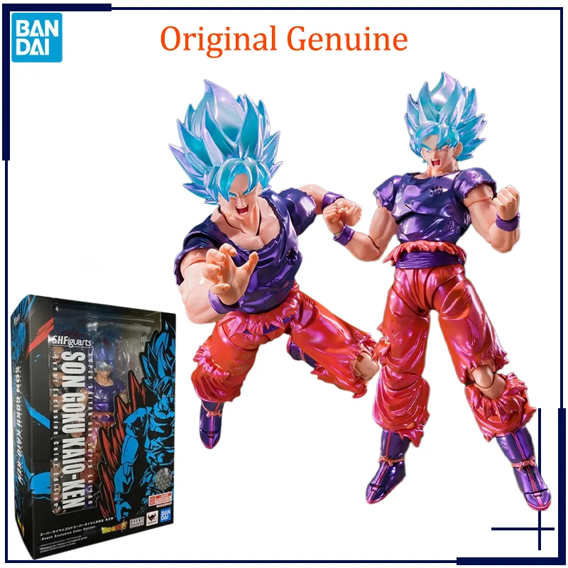 Original Genuine S.H.Figuarts SHF Dragon Ball Super Son Goku KAIO-KEN Bandai Anime Model Toys Action Figure Gifts Collectible