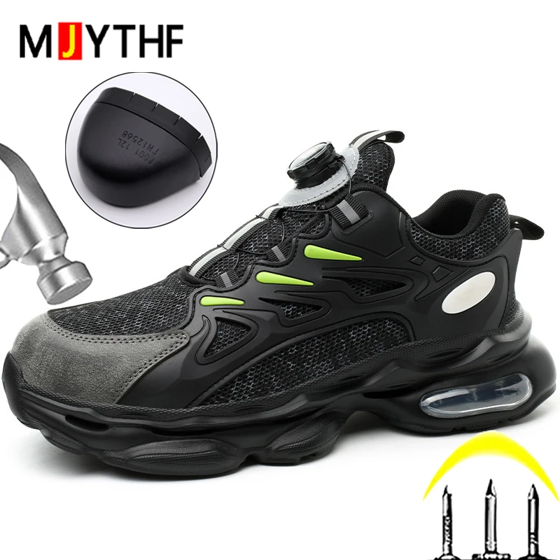 

Rotating button safety shoes Male Anti-smash Work Shoes Anti puncture Indestructible shoes air cushion Protection Shoes Men Boot