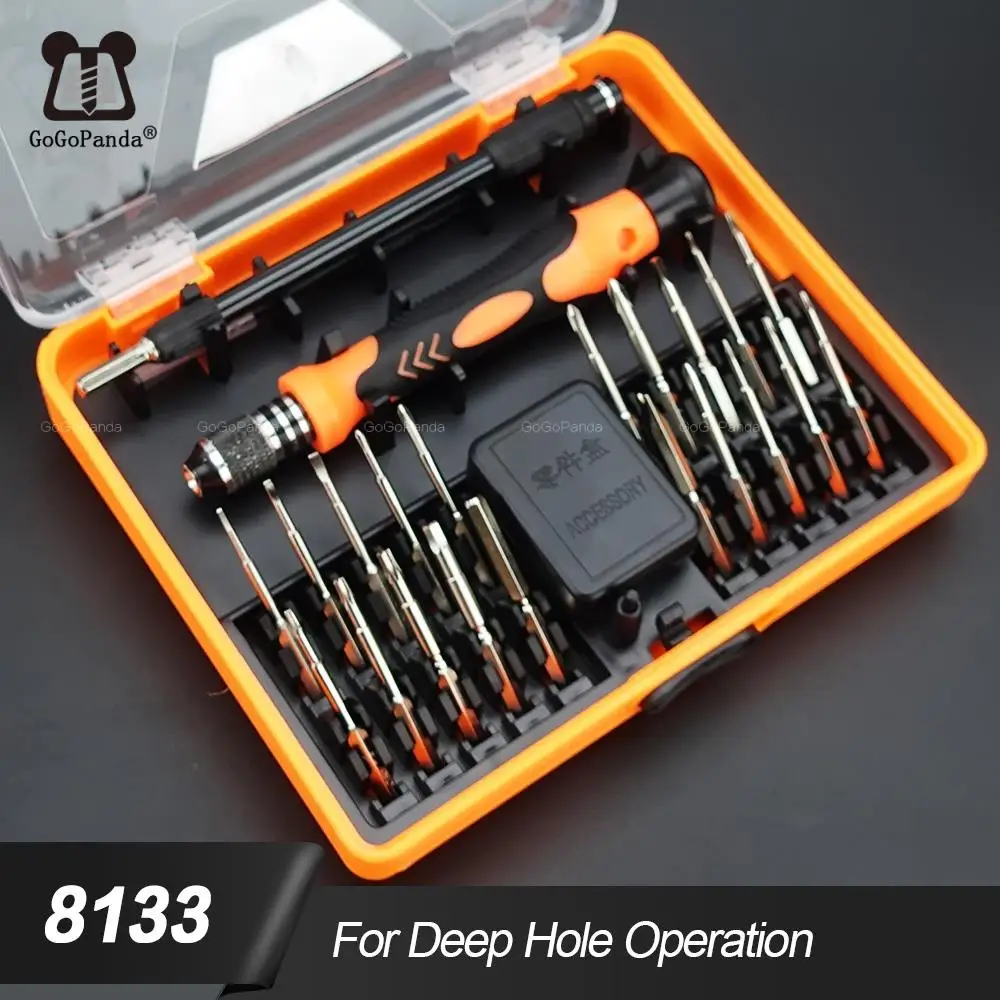 

Free Shipping 23-in-1 Screwdriver Set With 45mm Sandblasted Nickel-plated Bits For Deep Hole Operation With Magnetism