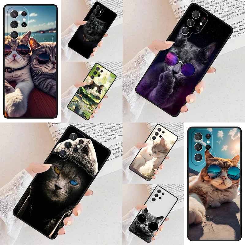 Cool Animal Cat Cell Phone Case for Samsung Galaxy S26 Ultra S25 S24 S23 S22 S21 S20 Note10 Cover