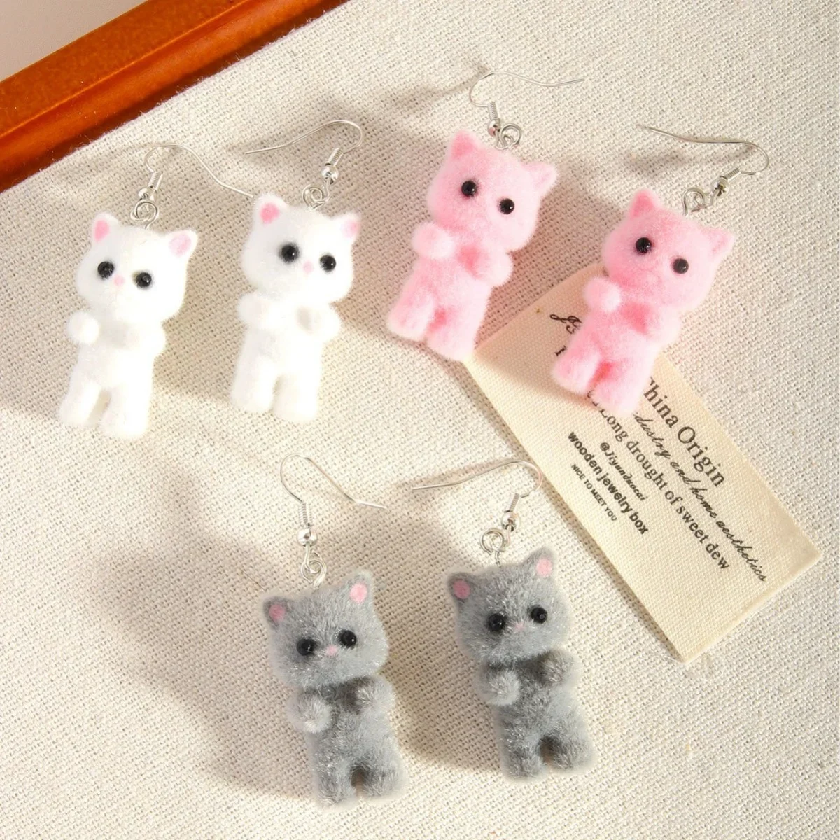 لطيف الراتنج توافدوا 3D القط الأقراط، الأقراط الحيوان الكرتون، هدية حفلة عطلة