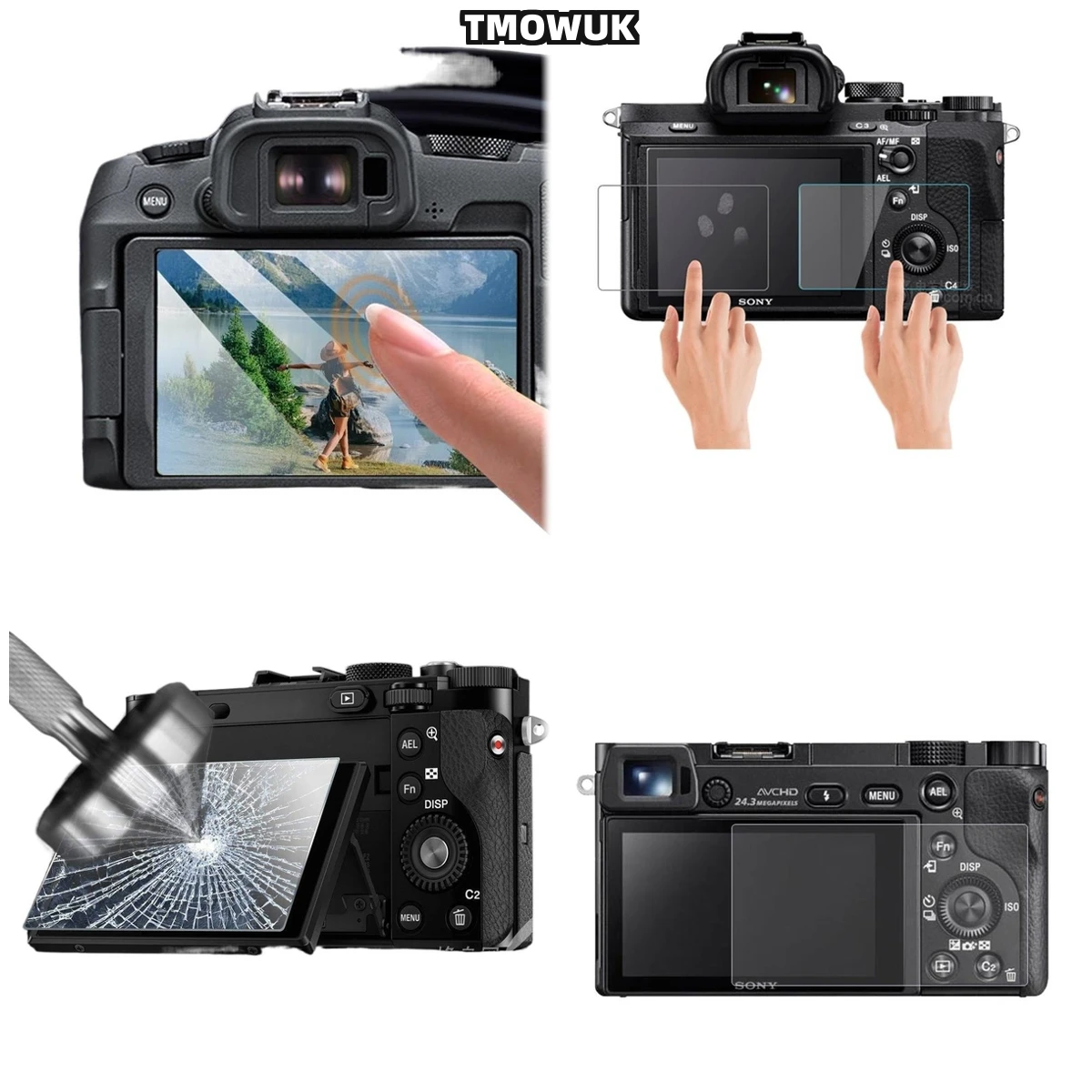 

For Canon 70D 80D 90D 7DIII 6DII 700D 750D 60D 77D 800D Ultra-Thin 0.3mm Tempered Glass Screen Protector 9H Hardness HD Clear Fi