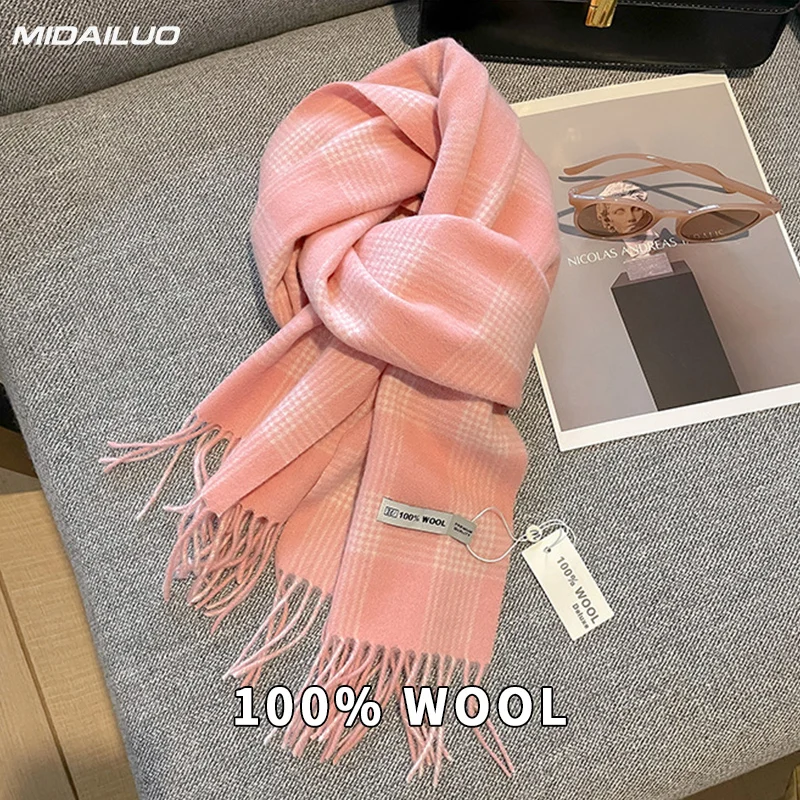 

Женский зимний шарф из 100% шерсти, элегантная модная уличная одежда, ветрозащитный теплый стильный галстук для женщин