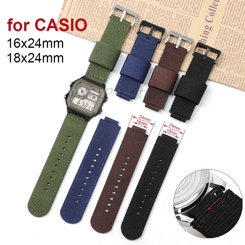 for CASIO Watch Band 16mm 18mm Nylon Strap for Casio F108 A158/168 AE1200/5600/6900series Men\'s Sports Quick Release Bracelet