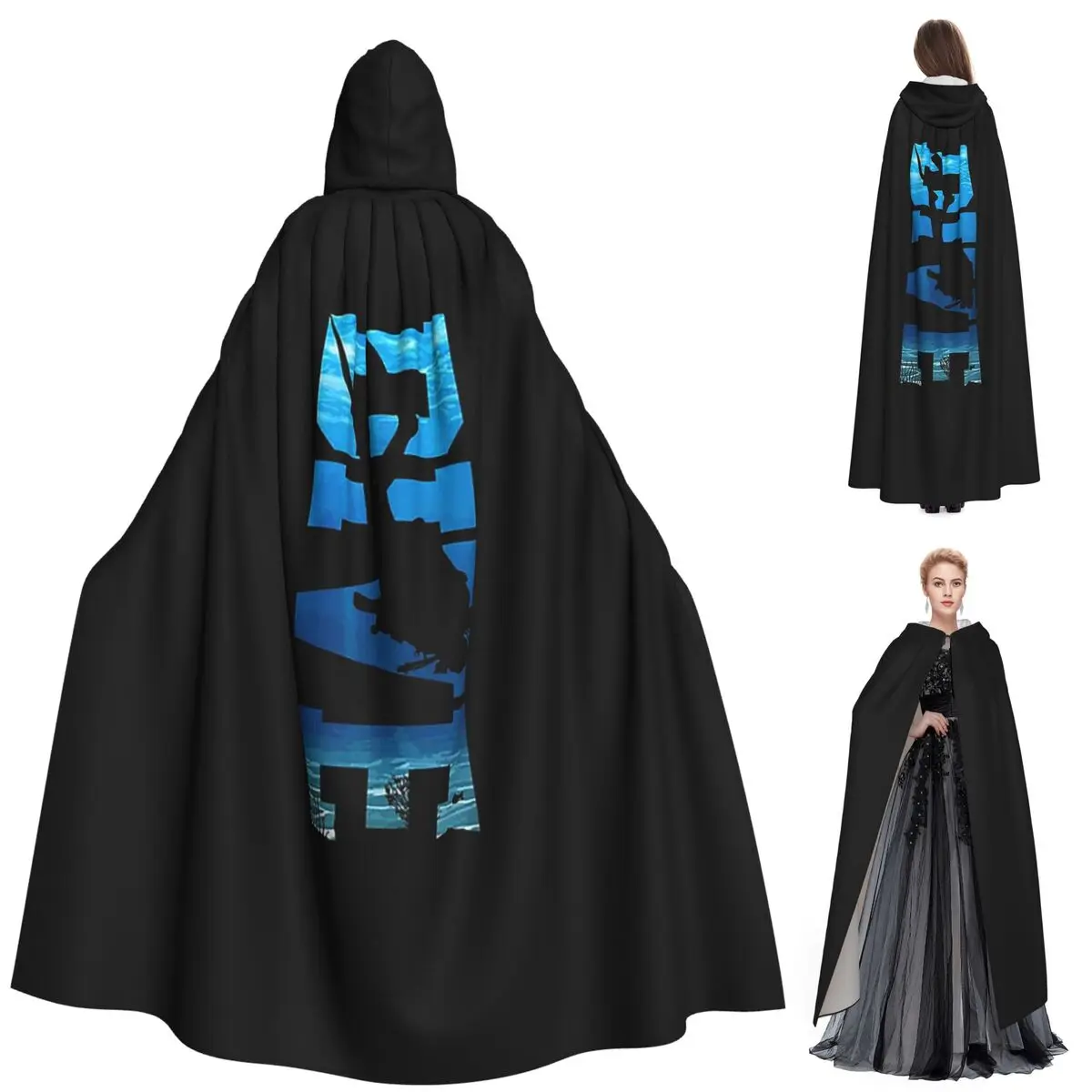 

Scuba Diving DIVE Scuba Diver Gift Long Hooded Cloak Witch Medieval Costume Cosplay Cape HalloweenVampire Adult Unisex