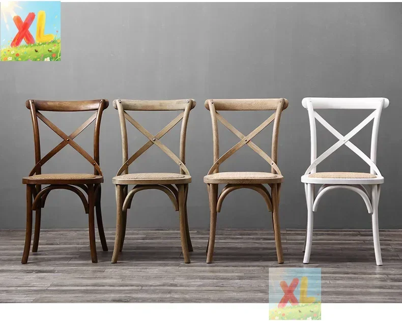

Solid wood dining chairs, family backrests, retro and simple rattan weaving, hotels, hotels, homestays, weddings, Nordi