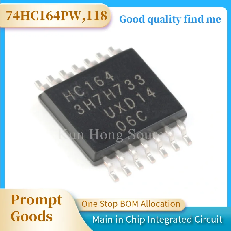 1PCS 74HC164PW,118 TSSOP14 74HC164PW 74HC164 74HC / HC164 TSSOP-14 8-Bit Serial-In Parallel-Out Shift Register