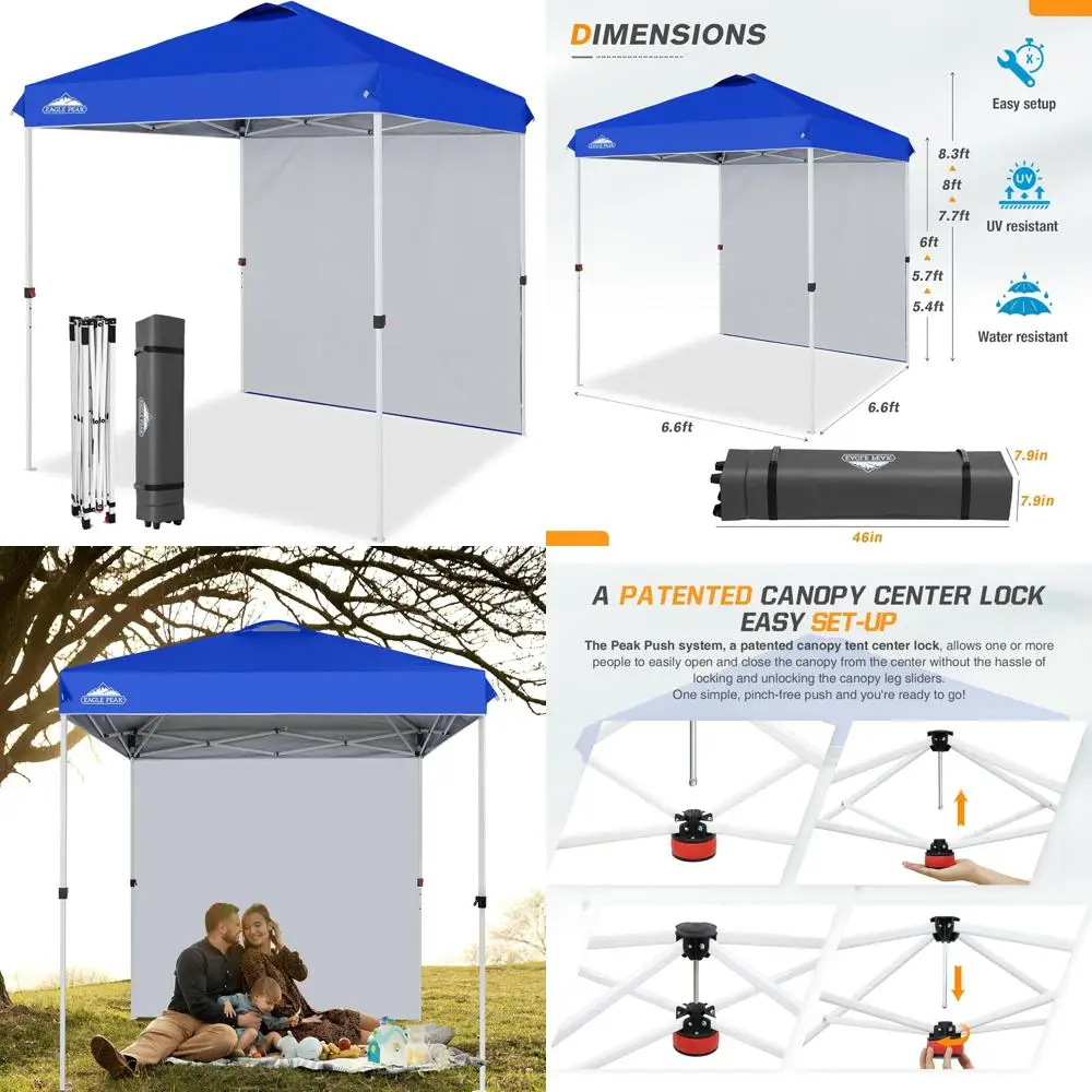 

Easy Setup Pop Up Canopy Tent with Sidewall, Outdoor Sun Protection, Wheeled Bag, Stakes, and Guy Ropes for Events