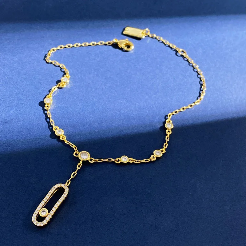 Personalized niche paper clip, zircon, dynamic tassel design, anklet