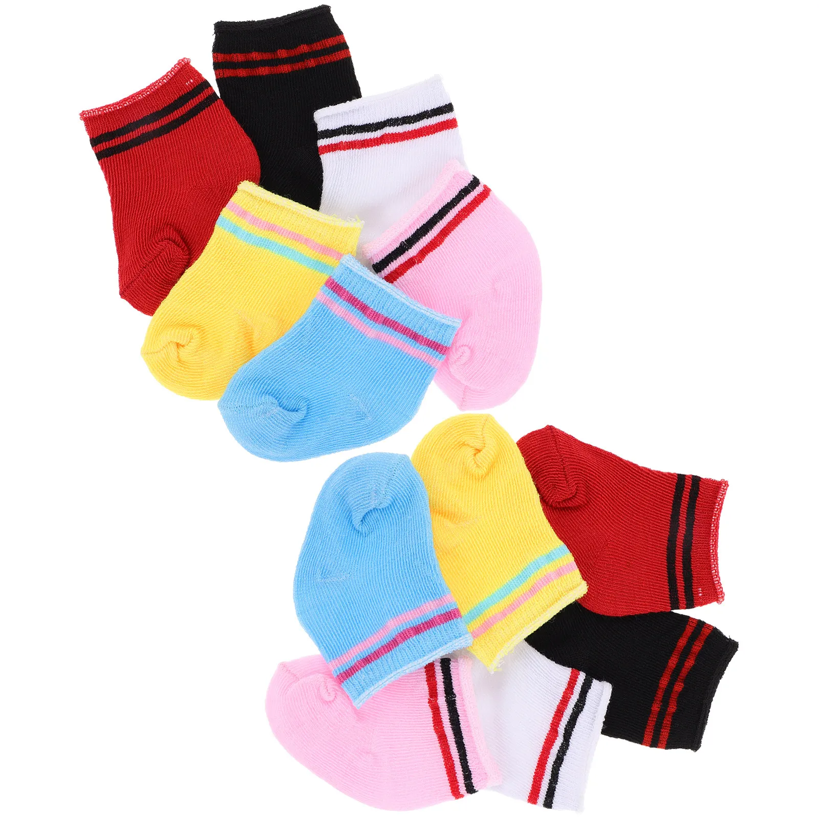 

6 пар мягких эластичных вязаных хлопковых разноцветных носков-подследников, мини-аксессуары для одежды для кукол 18 дюймов, декор для дома