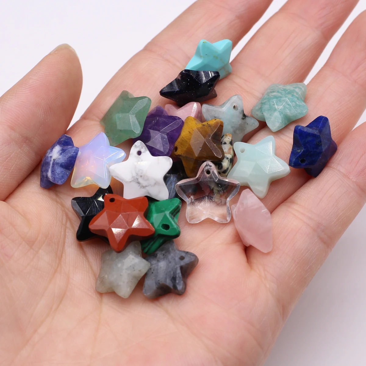 

5pcs Pentagram Natural Stone Pendant Charms Natural Green Aventurines Amethyst Pendant for Making DIY Jewelry Necklace Bracelet