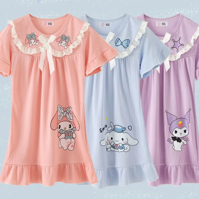 

Sanrio My Melody Pajamas Kuromi Cinnamoroll Children's Pajamas Cute Summer Girls Homewear Gift with Adorable Cartoon Prints