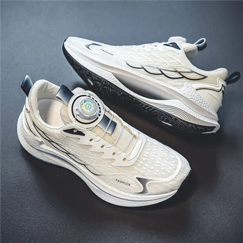Summer Breathable Casual Sports Shoes for Men, New Fashionable and Versatile Breathable Mesh Rotating Buckle Running Shoes Suitable for Outdoor Sports and Daily Wear