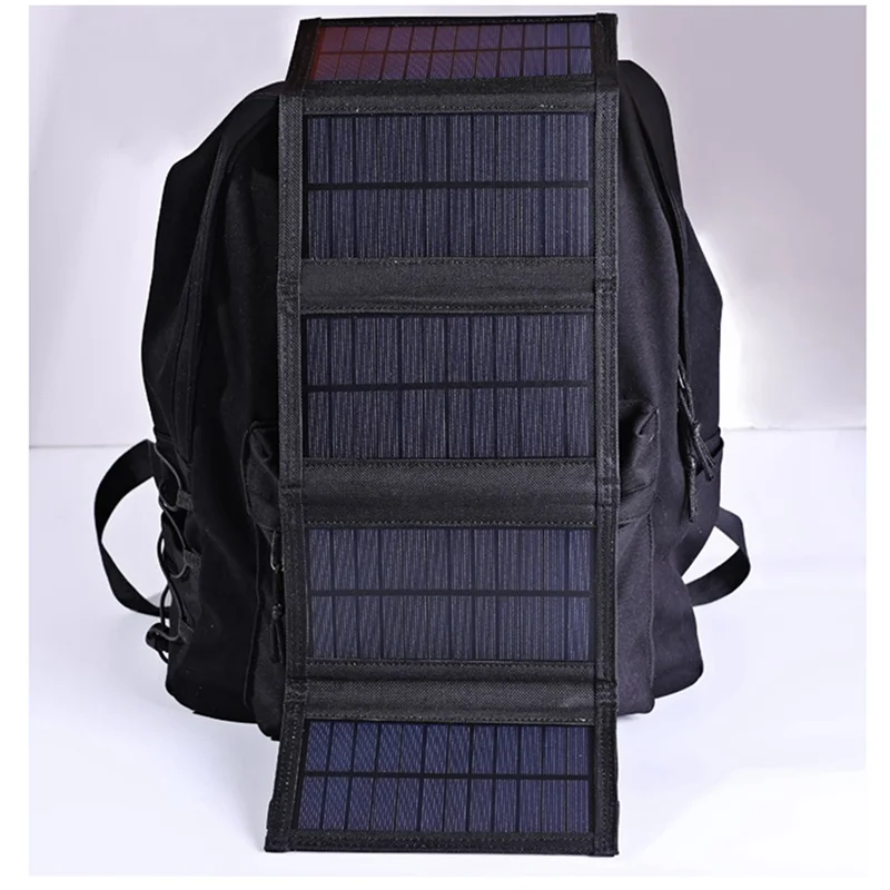 لوحة شحن بالطاقة الشمسية للهاتف الخلوي في الهواء الطلق مقاومة للماء حقيبة قابلة للطي بالطاقة الشمسية 5 شاحن شمسي قابل للطي متعدد الوظائف سهل التركيب