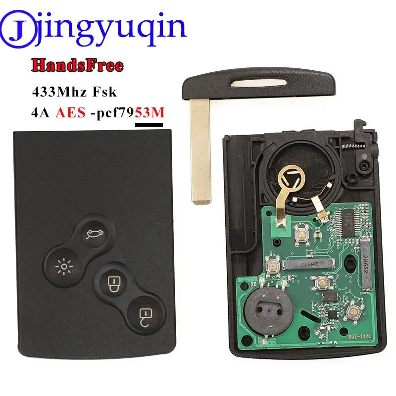 jingyuqin Keyless Remote Key Card For Renault Megane Fluence Laguna Scenic Clio Captur Koleos 433MHz ID46-PCF7952/4A-7953