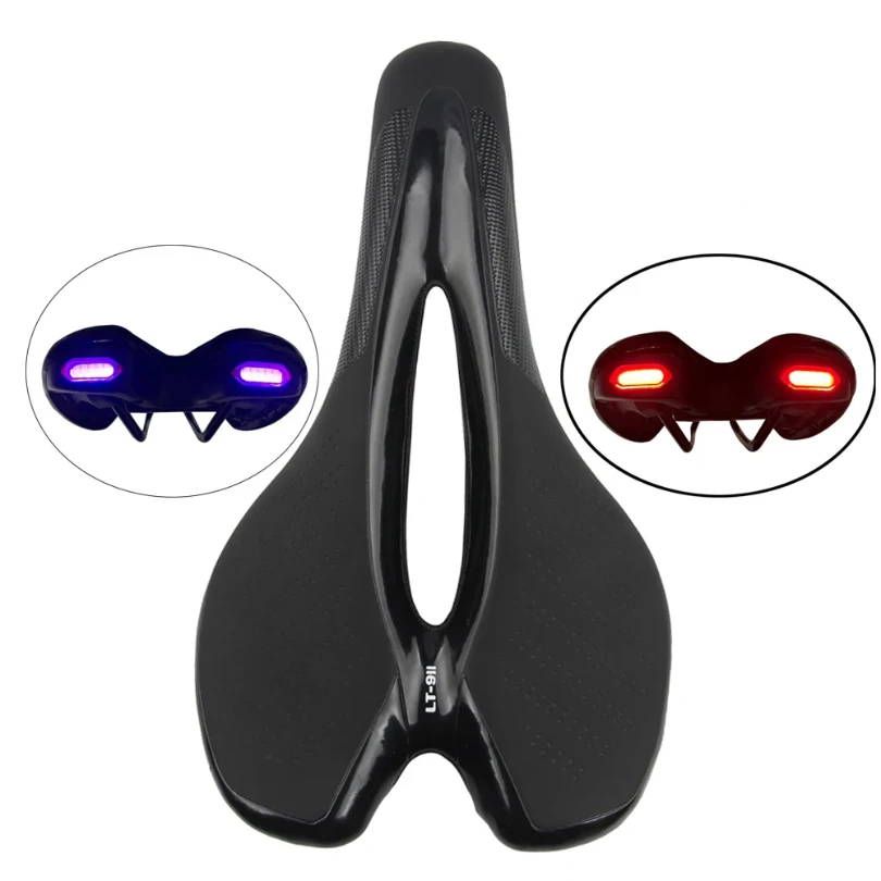 Bike Saddle with taillight MTB Mountain Bicycle Cycling Cushion Warning Lamp Comfortable Seat Outdoor Bike Accessories Wholesale