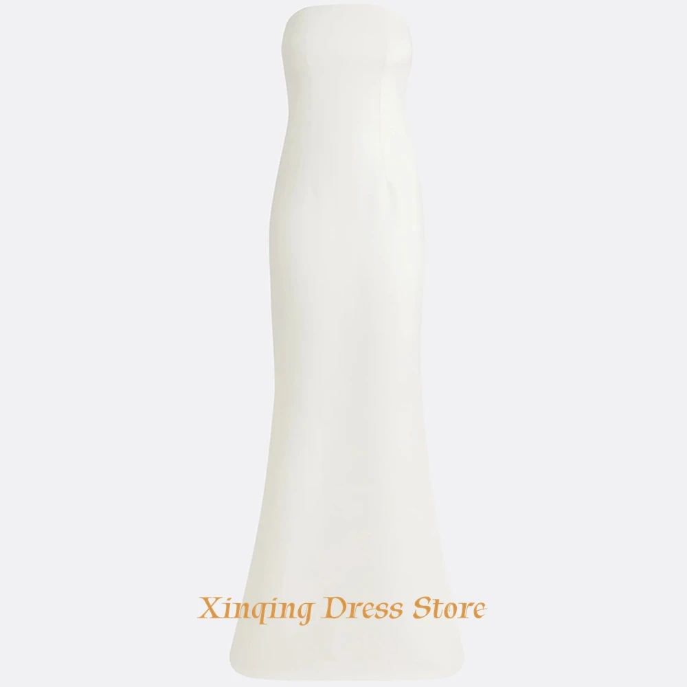 Ivory Jersey Evening Dress Mermaid Luxury Pearls Strapless Homecoming Dresses Customized Formal Bridal Party Gowns فساتين image 5