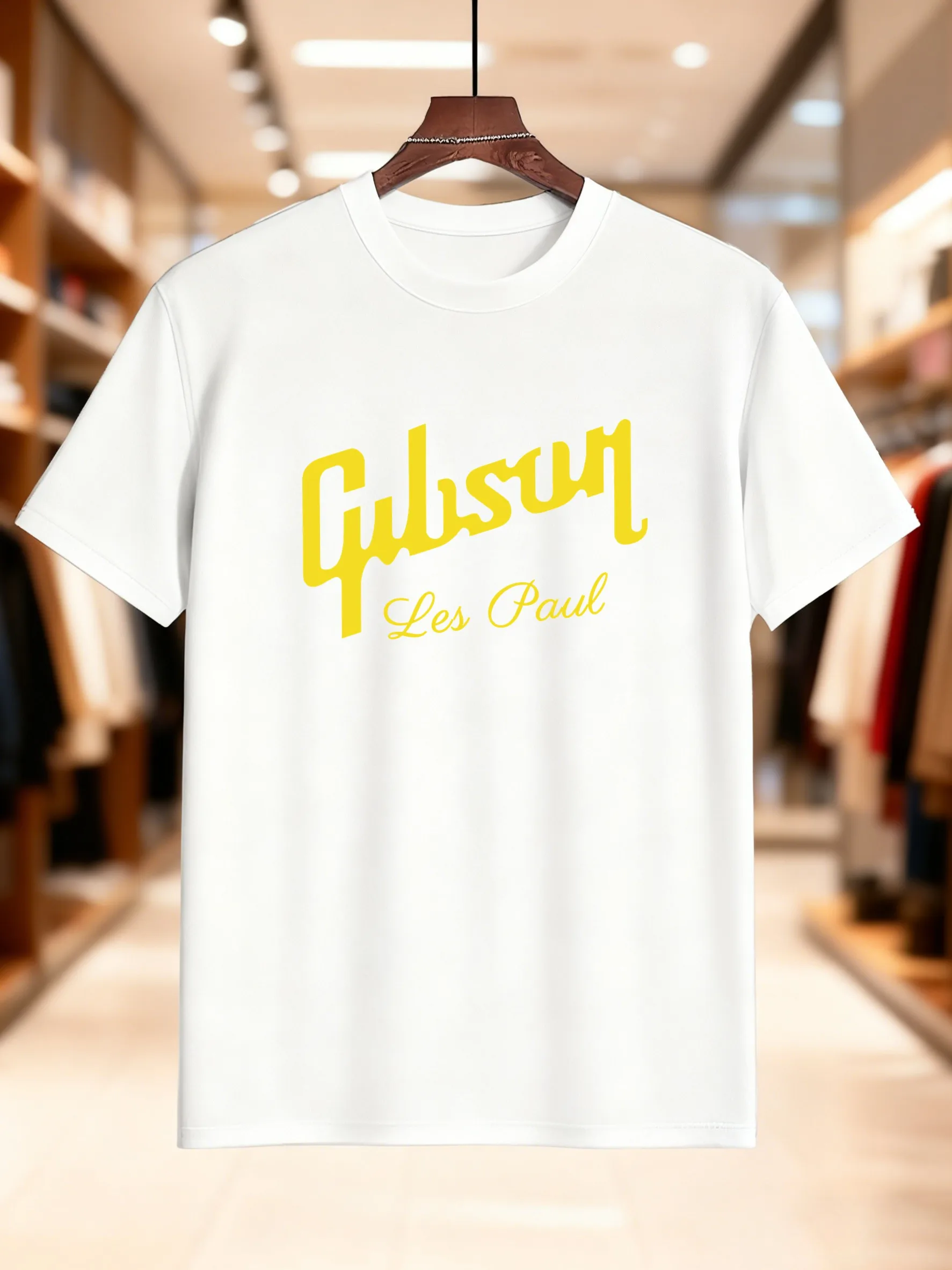 Nueva llegada, camiseta estampada de algodón a la moda para hombre, elegante diseño cuadrado amarillo sobre blanco, transpirable, cómoda, informal, para uso diario