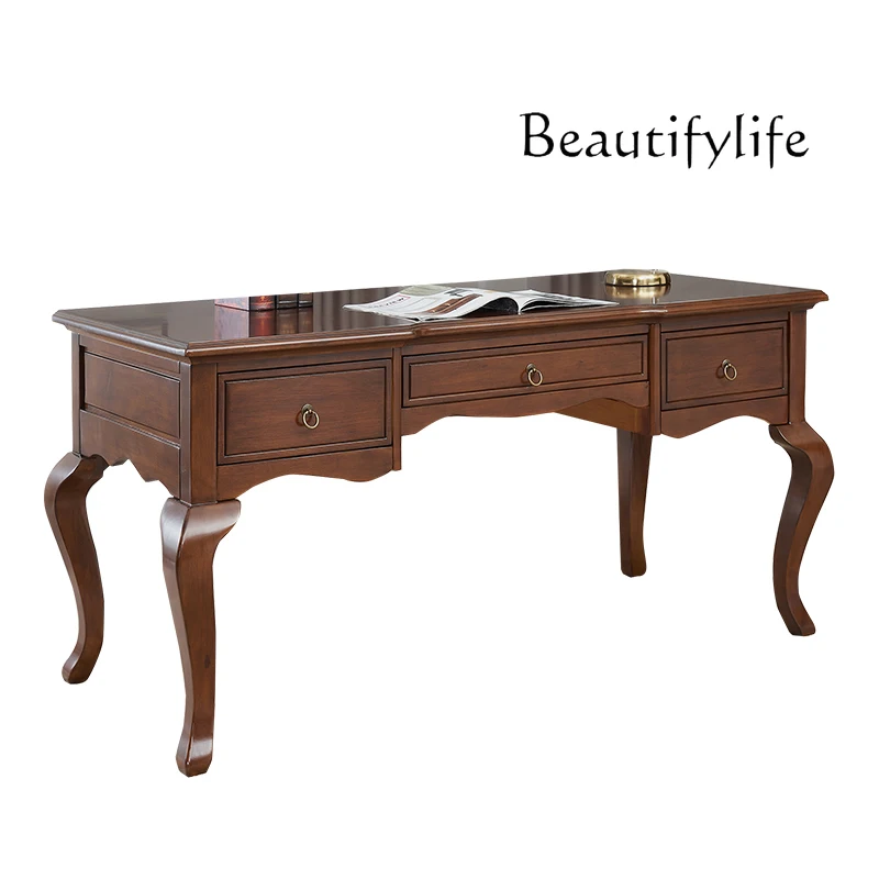 Simple American Style Solid Wood Desk Home Desk European Style Desk Study Villa