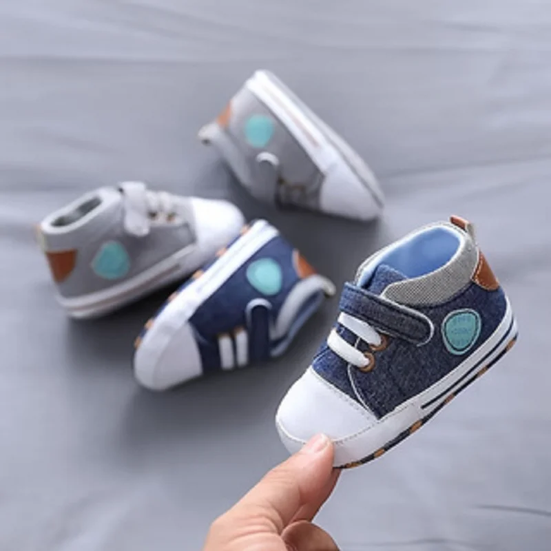 

Baby Learning Walk Shoes, Spring Autumn Canvas Sneakers, Light Breathable Soft Infant Footwear for Baby Boys 0-1 Year