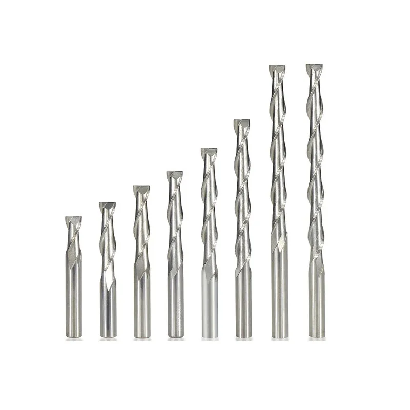 2 Flute Flat Up Cut End Mill 4mm/6mm Shank，Carbide CNC Router Engraving Bit PVC MDF Milling Cutter Spiral Router Bit for Wood ﻿