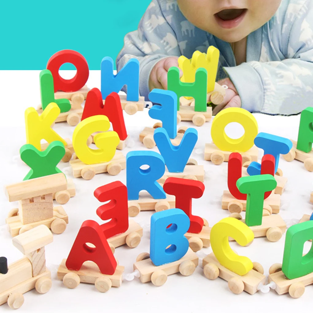 

Early Education Kids Wood Alphabet Train Toy Exquisite Boys Girls Plaything Language Learning Educational Toys Christmas Gifts