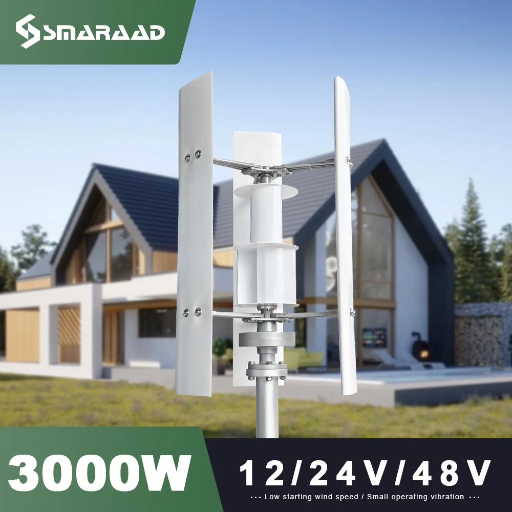 

3000w Vertical Axis Wind Turbine 48V Alternative Energy Generator 220v AC Output Household Complete Kit with Controller Inverter