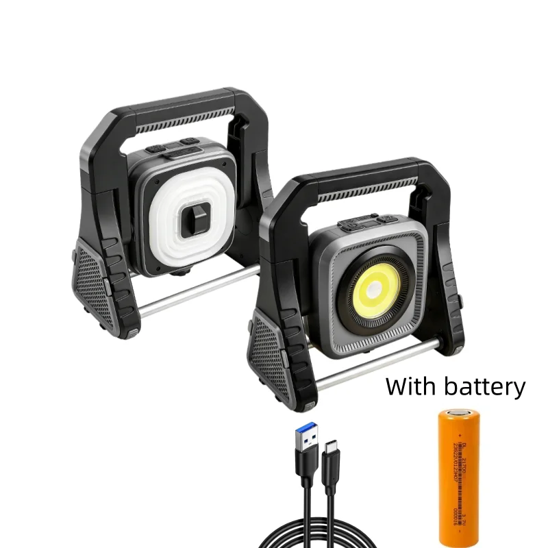Multifunctionele LED draagbare werklamp met een driehoekige standaard, digitaal vermogensdisplay en TYPE-C USB-opladen