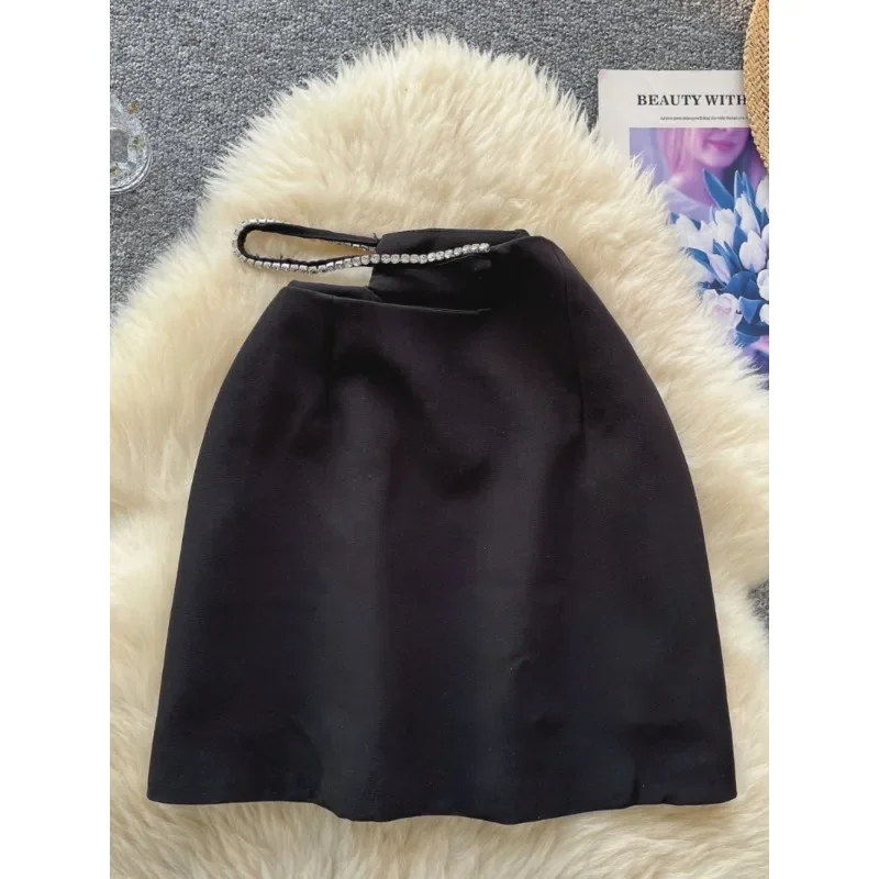 Commuter Skirts Women Spring New Fashion High Quality Nail Drill Hollow High Waist Slim A- Line Hip Skirt for Women Mini Skirts