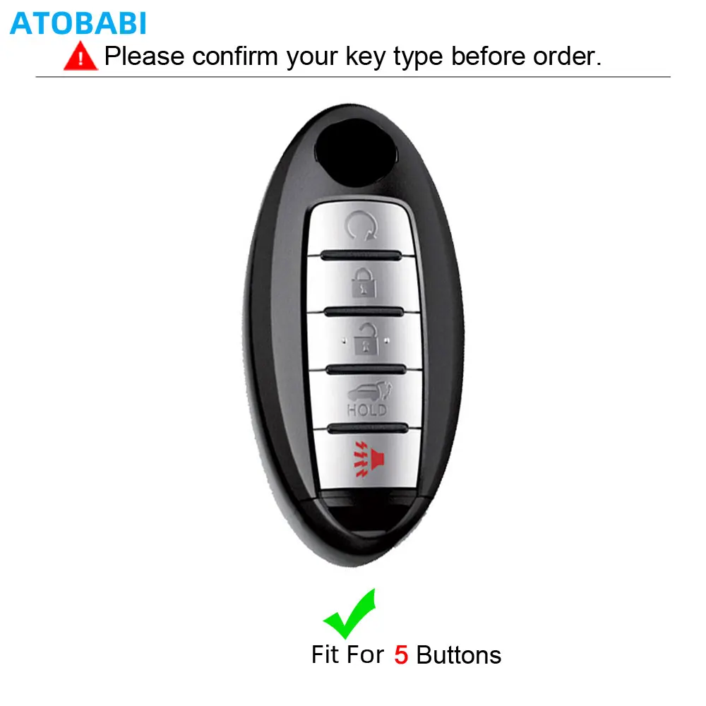 ATOBABI Leather Car Key Case Keychain For Nissan Sentra Pathfinder Murano Rogue Infiniti QX50 Q50 Q60 Smart Remote Control Cover view 2