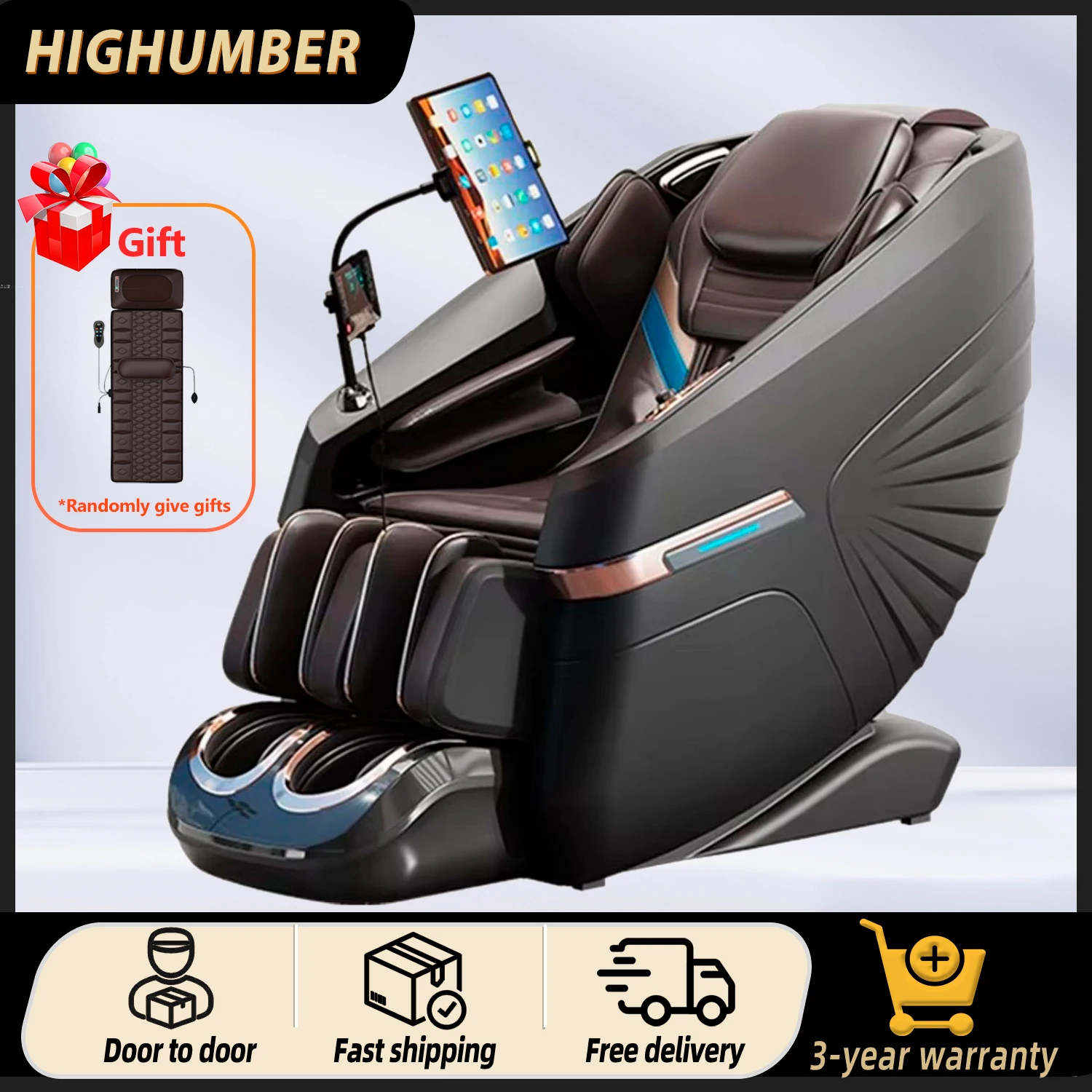 Electric Massaging Chair Full Body Zero Gravity SL-Track Shiatsu Massage Recliner Chair with Heat AI Control Body Scan Bluetooth