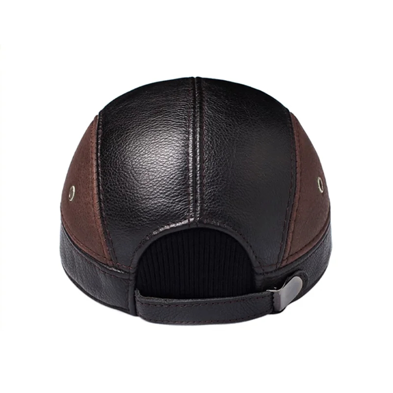 جديد 2025 قبعة بيسبول قبعة جلدية الذكور الإناث موضة 100% قبعة جلدية حقيقية الكبار قبعة بيسبول خارجية عادية قابل للتعديل #5