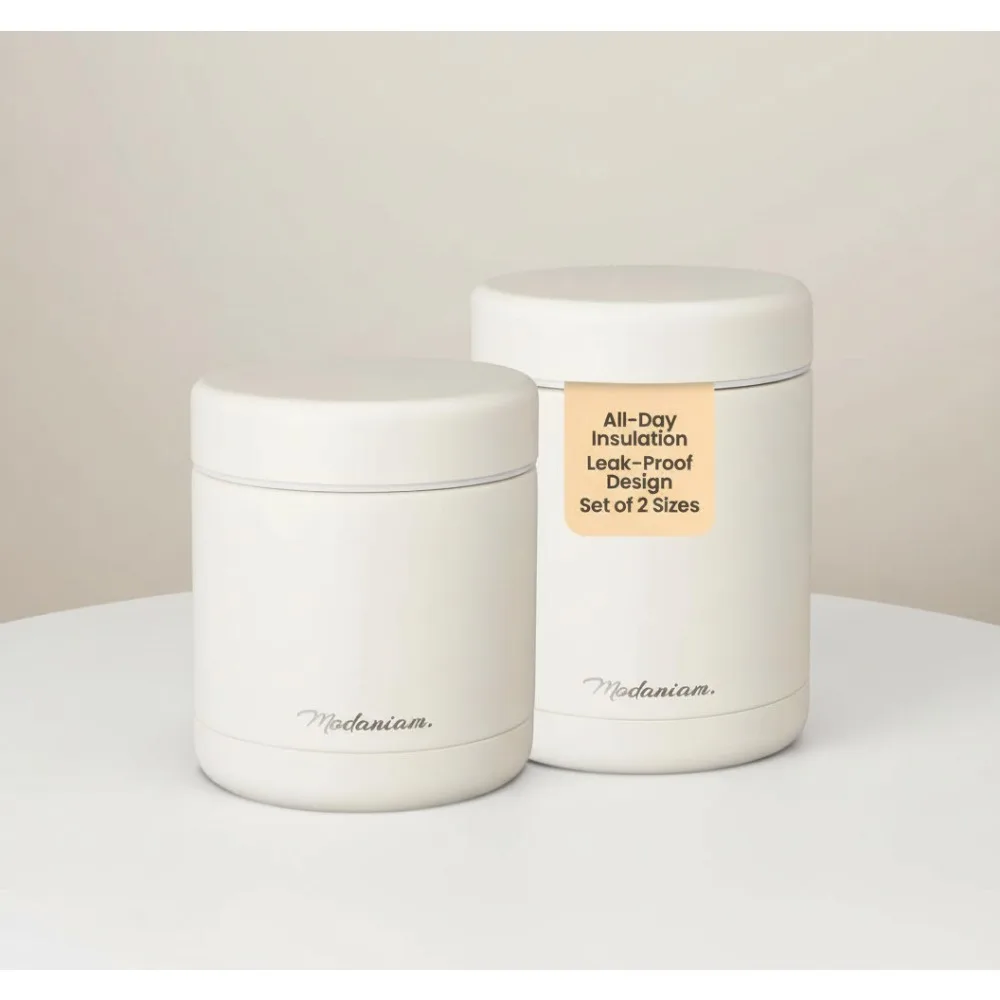 

Набор изолированных банок для еды из нержавеющей стали (16 унций + 12 унций) | Термальный ланч-бокс с широким горлышком для взрослых и подростков