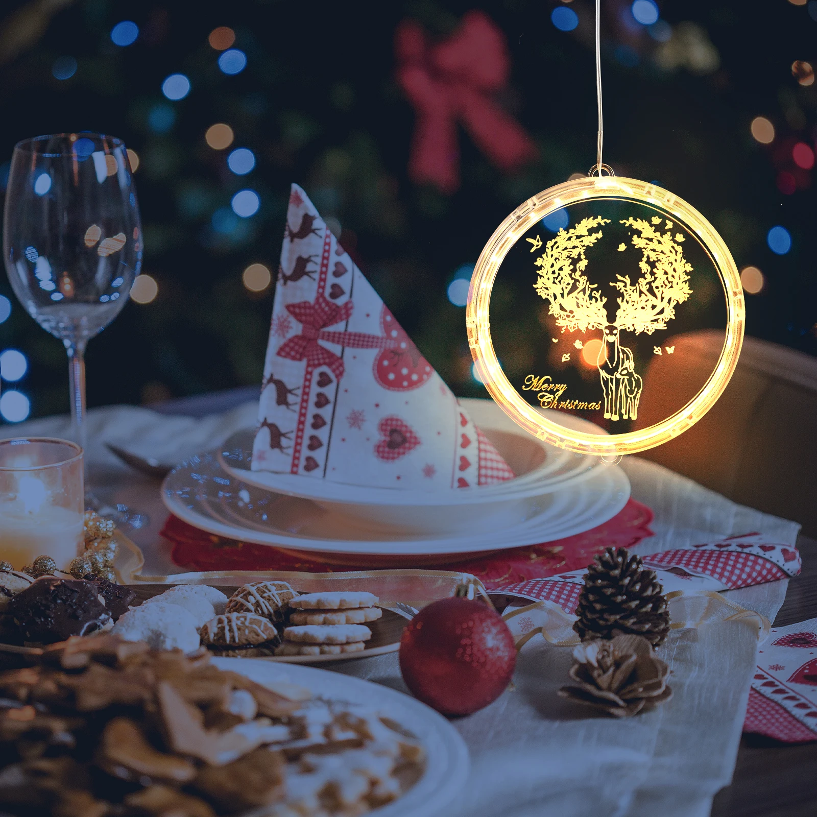 

Светодиодный маленький цветной светильник с изображением лося, оконные светильники, украшение, моделирование, декоративное Рождество для старших