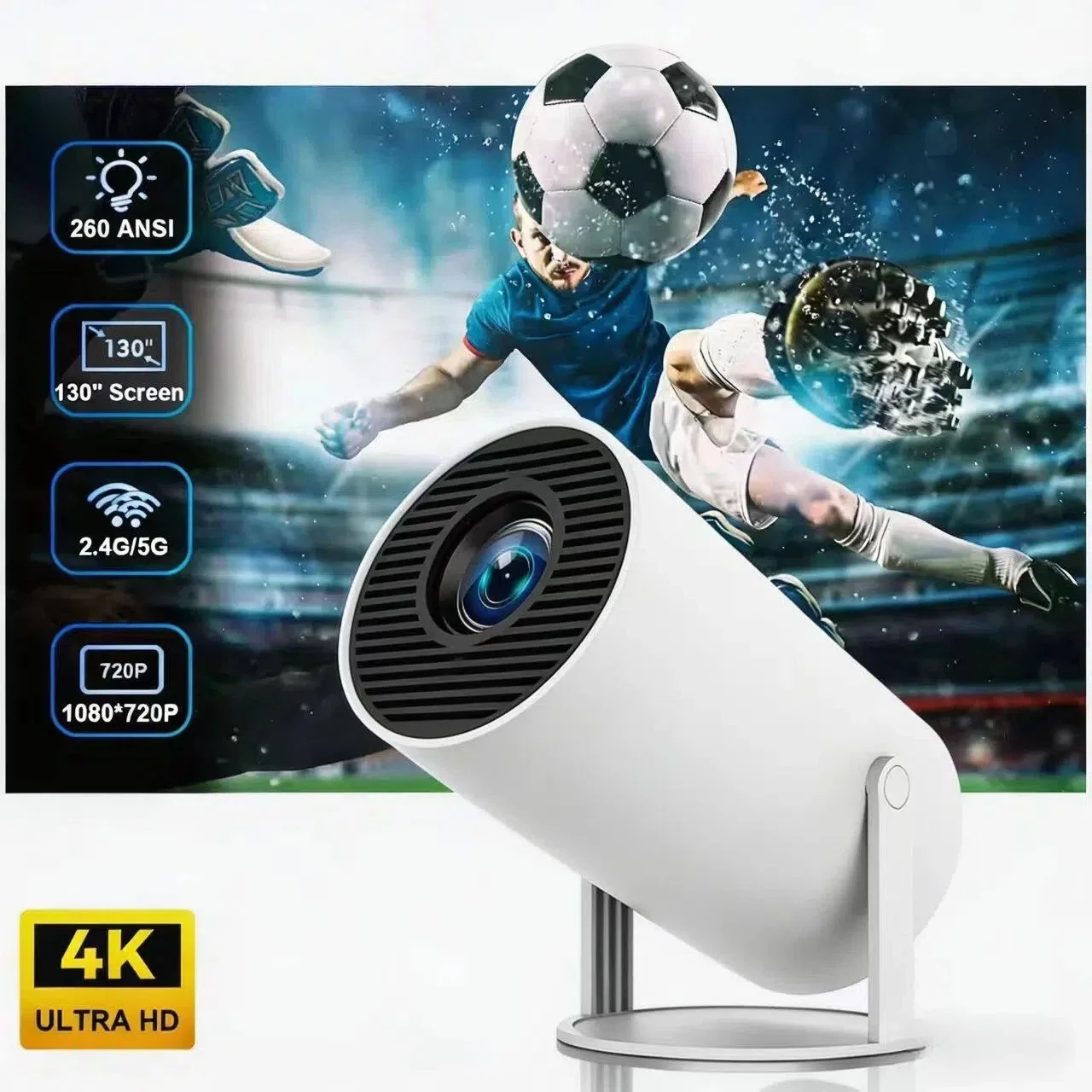 

Проектор HY300 Pro 4K Android 11 Dual Wifi6 260ANSI Allwinner H713 BT5.0 1080P 1280*720P для домашнего кинотеатра и улицы
