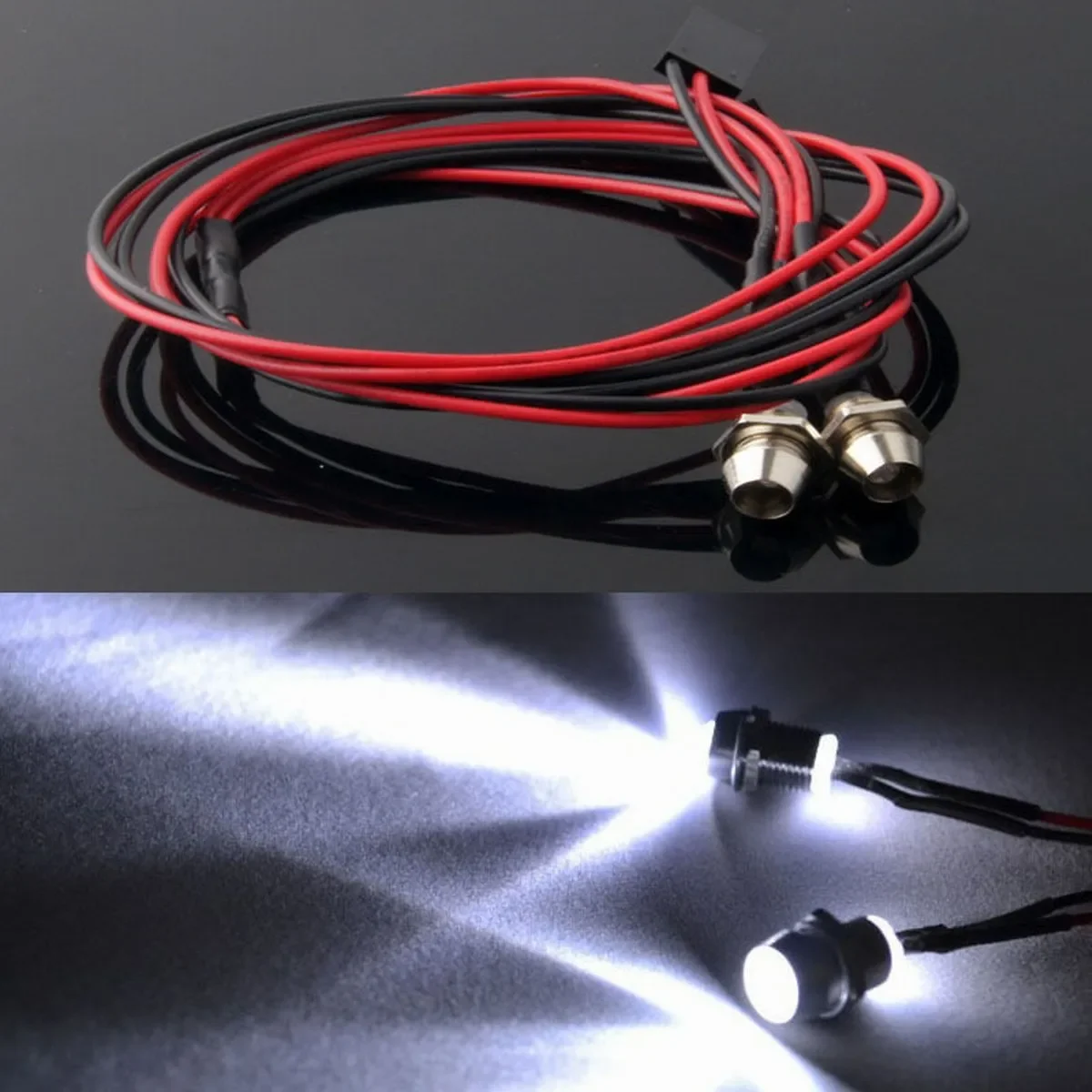 2 LED Lights Tail Light for 1/10 1/8 HSP Redcat RC4WD Tamiya Axial HPI WPL C14 C24 B14 B24 B16 B36 JJR/C Q60 RC Car