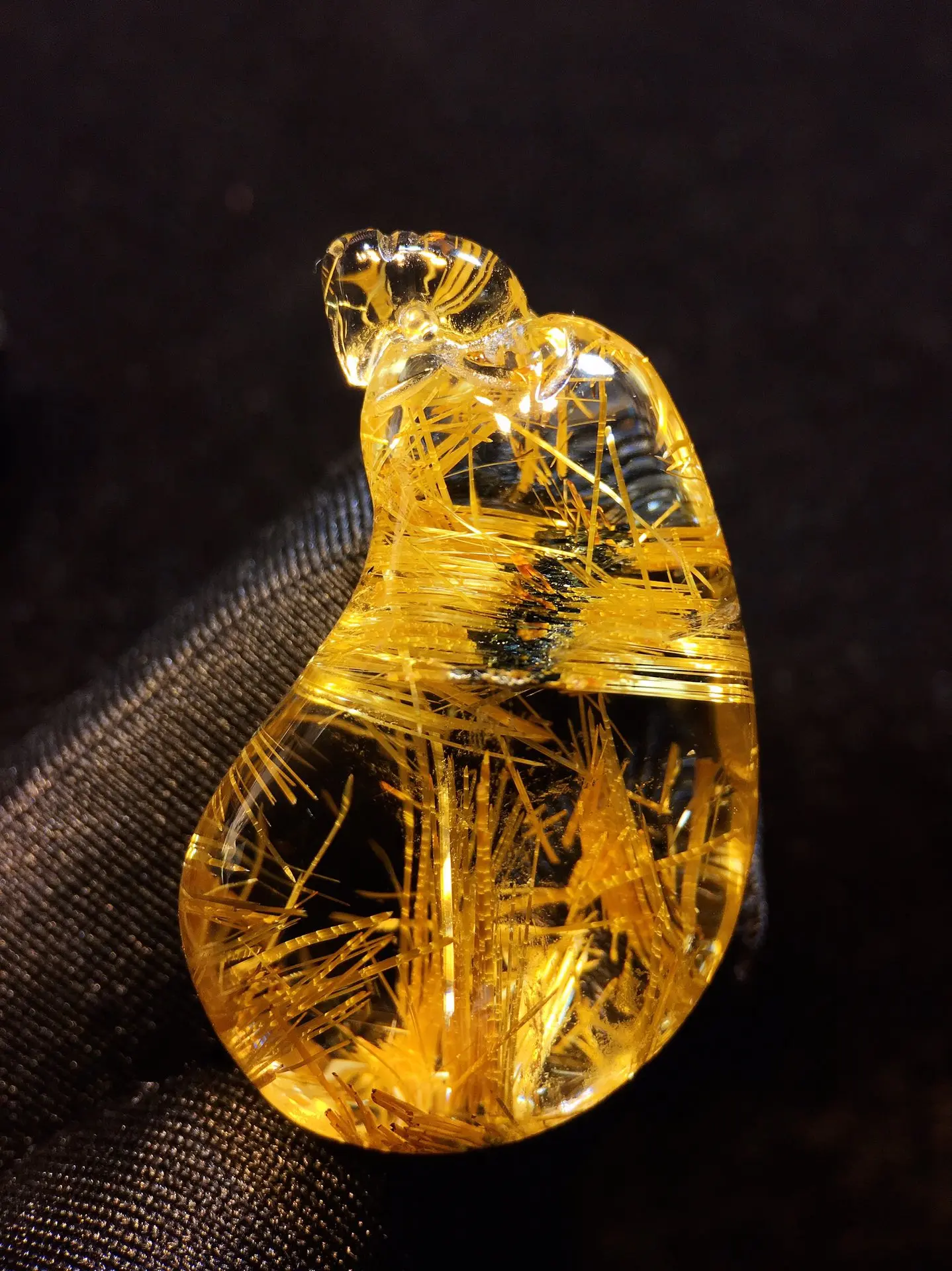 Natural Gold Rutilated Quartz Pendant Rectangle 38*24*15mm Flower Rutilated Quartz Jewelry Men Women Brazil AAAAAAA