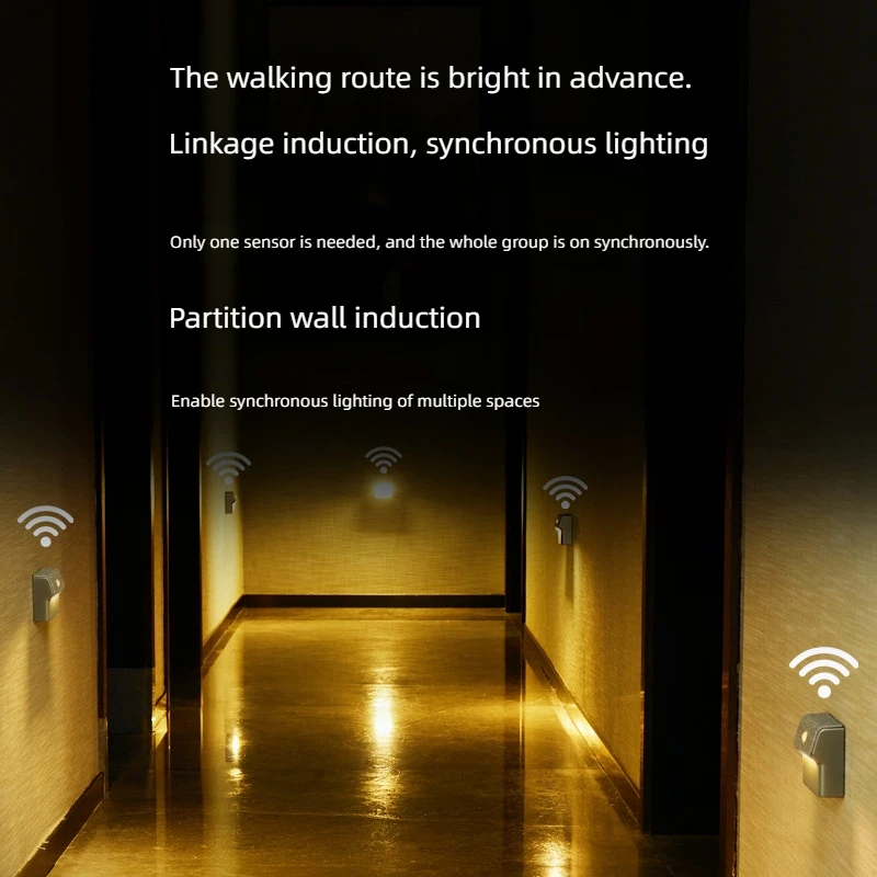 Lâmpada de parede com sensor controlado por luz de movimento inteligente - carregamento rápido USB-C de 2200mAh, 3 brilho ajustável, ligação multidispositivo, adequada para iluminação de segurança interna/externa