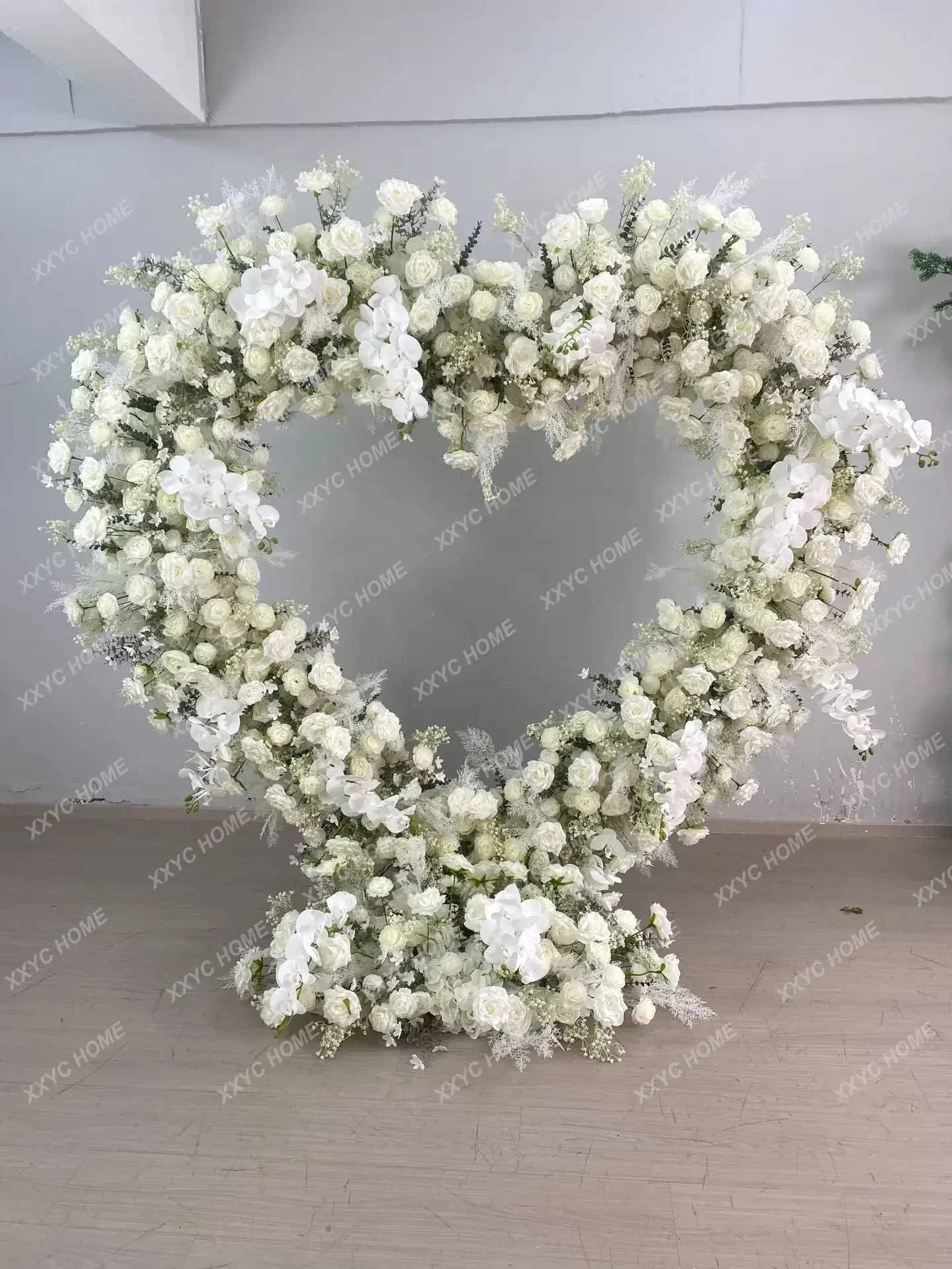 240CM White Phalaenopsis Round Arched Flower Wedding Decoration Stage Background Decoration Heart Shaped Arched Flower b567