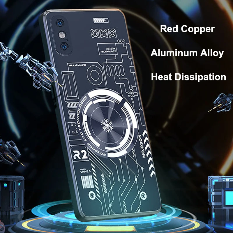 For iPhone XS Copper Aluminum Heat Dissipation Case For iPhone X XS Max XR Cooling Back Cover For iPhone XSMax XR with Cooler