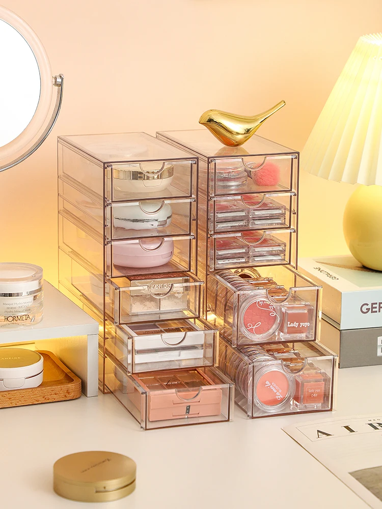 Acrylic Cosmetic Organizer Makeup Storage Box Lipstick Holder Stationery Display Stand Drawer Jewelry Transparent Box Stack-able