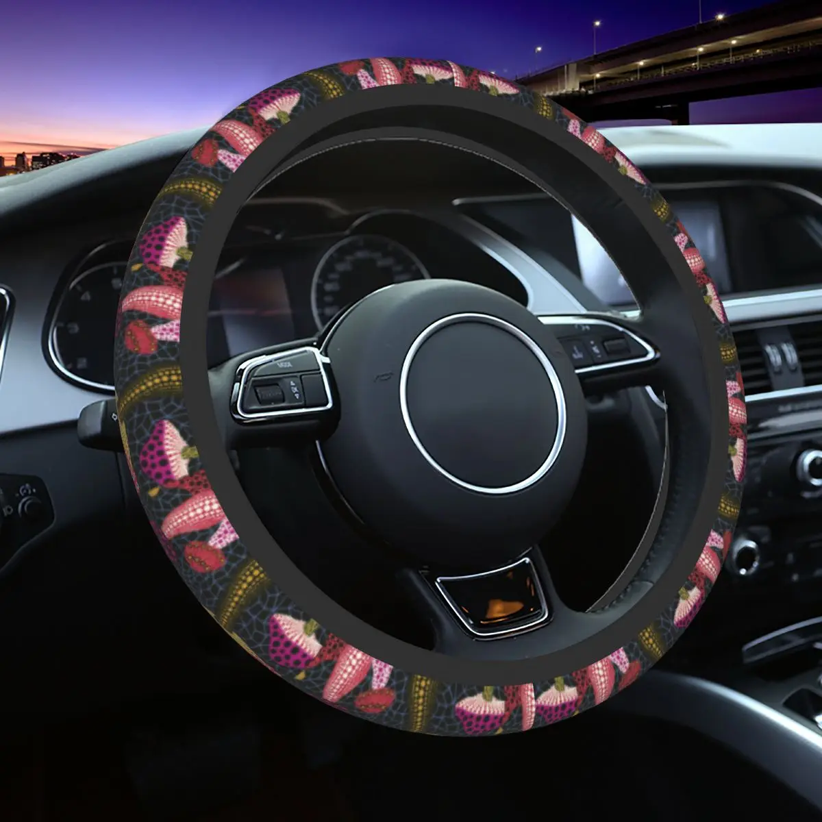 Yayoi Kusama Art Car Steering Wheel Cover 37-38 Anti-slip Polka Aesthetic Fashion Auto Decoration Steering-Wheel Accessories