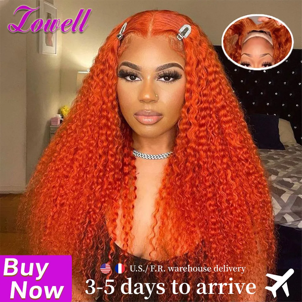 

350 Ginger yellow Water Wave Human Hair Wig Transparent Hd Lace 13x4 Curly Wigs Pre-Plucked Brazilian Deep Wave Frontal Wig