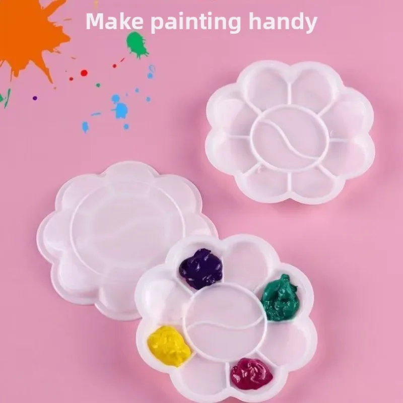 Paquete de 30 mini paletas de plástico en forma de flor, ideales para mezclar acuarela, acrílico y gouache, suministros de arte