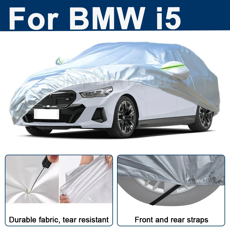 

Outdoor Full Car Cover For BMW i5 with Reflective Strips Waterproof Snowproof Dustproof UV Protection Auto Exterior Accessory