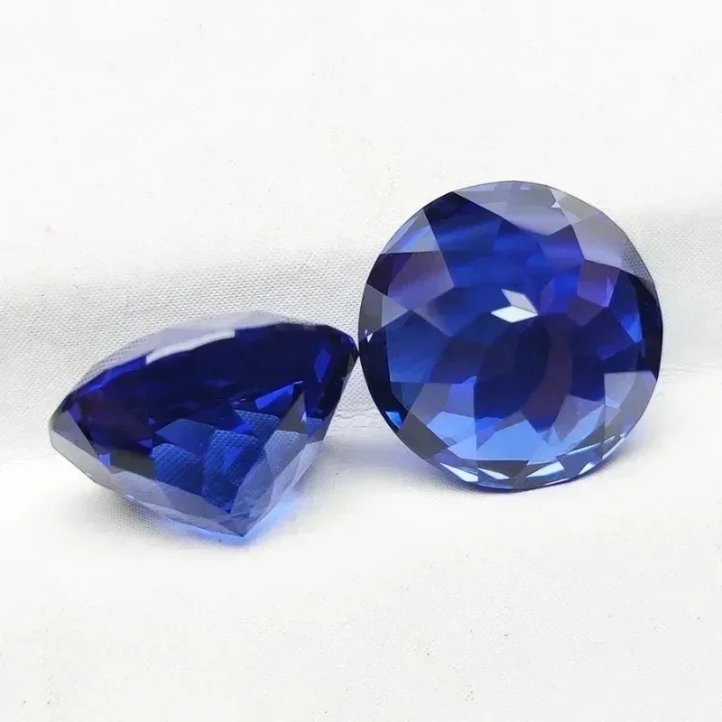 Laborgezüchteter Saphir, runder Schliff, königsblaue Farbe, Edelsteine, Charms, Ring, Halskette, Hauptmaterialien wählbar, Zertifikat – Detail 4