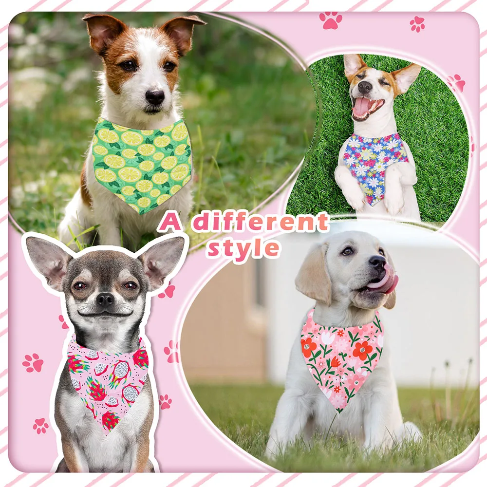 50pcs Bulk Dog Bandana Summer Small Dog Puppy Scarf Bibs Pet Bandanas For Dogs Pets Grooming Accessories Dog Supplies