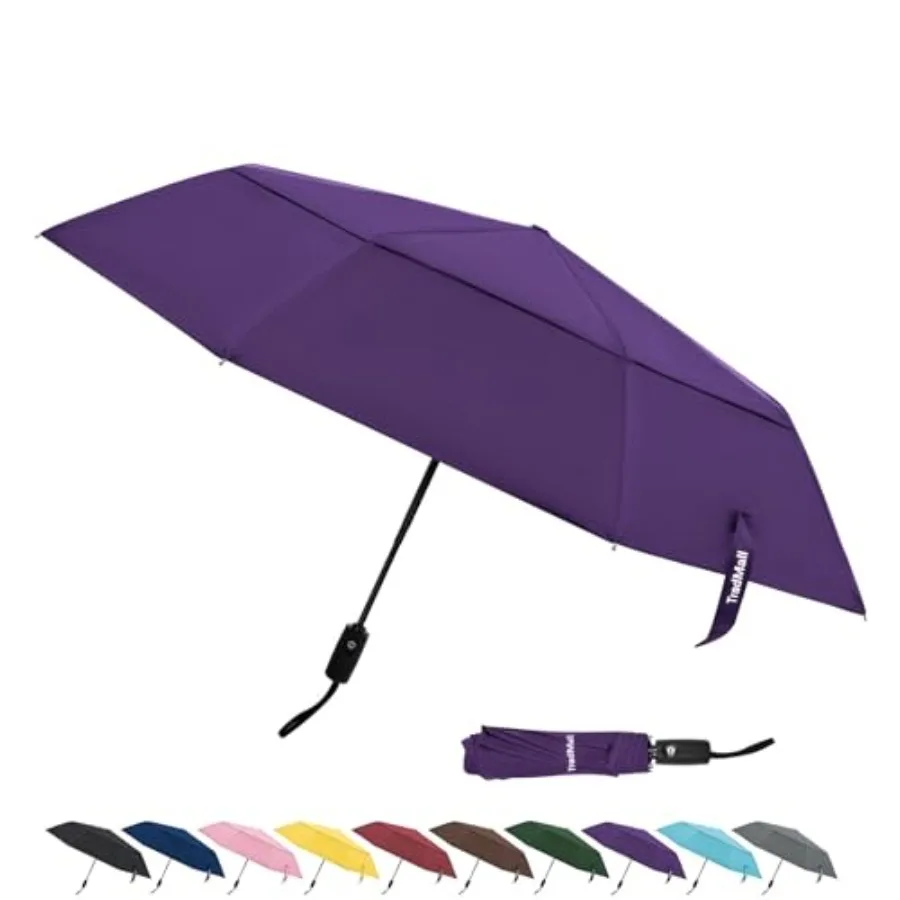 

Travel Umbrella, / Double Vented Canopy Windproof Automatic Strong Compact Folding Umbrellas for Rain Women and Men